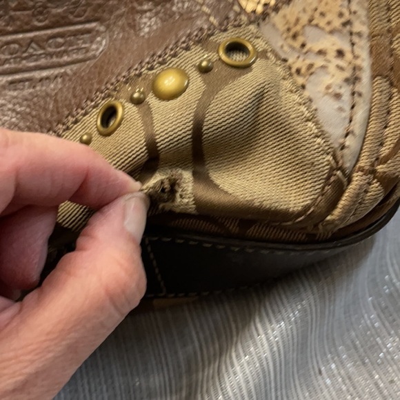 GUC Coach Brown and Gold Patchwork Purse - Picture 4 of 12